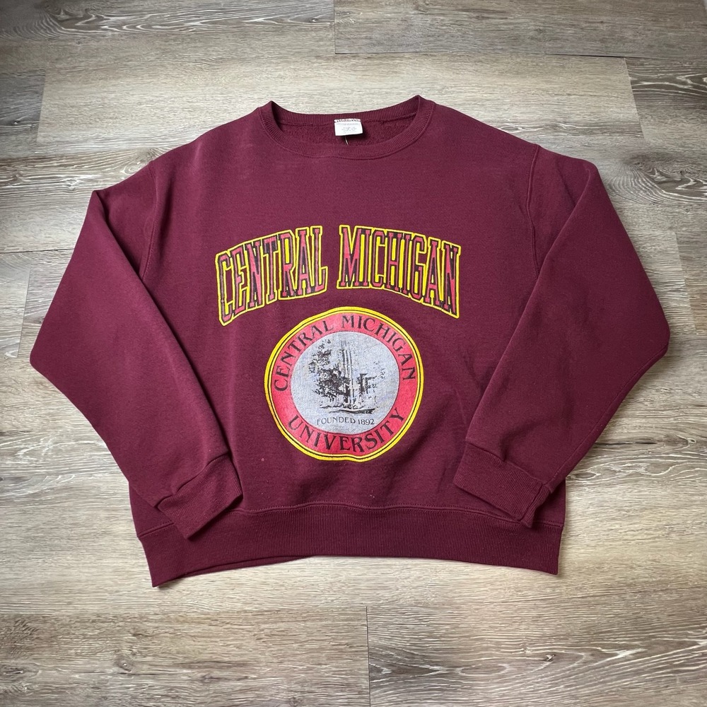 Signal Sport Sweatshirt Mens XL Maroon Central Michigan University Vintage 90s